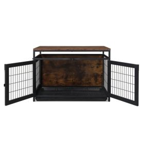 37.4 "Furniture Dog Cage, Super Sturdy Dog Cage, Dog Crate for Small/Medium Dogs, Three door and Three lock, Anti-chew Features, Pet Crate furnit