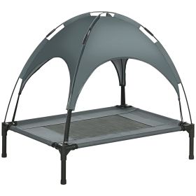 PawHut Elevated Dog Bed with Removable Canopy, Outdoor Dog Cot with UV Protection Canopy Shade, 30 inch Pet Bed for Camping, Gray