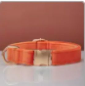 Multiple Colour Velvet Personalise Dog Collar Leash Set With Bow (Option: Orange-M)
